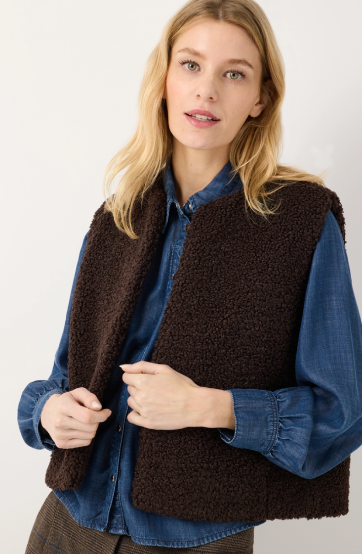 Bodywarmer teddy kort model 0279 espresso b