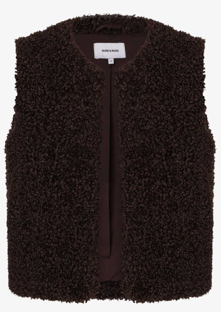 Bodywarmer teddy kort model 0279 espresso b