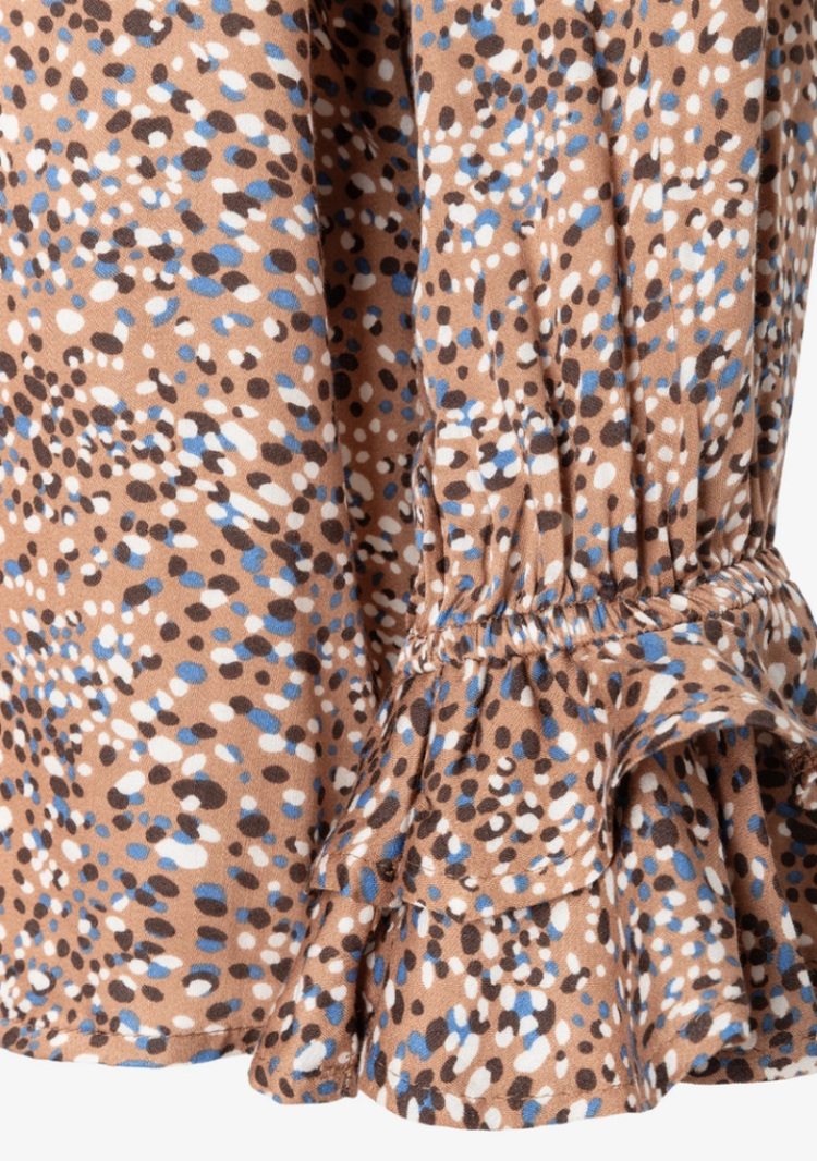 hemd lm print met striklint aan hals en frul aan polsen 4272 minimal pr