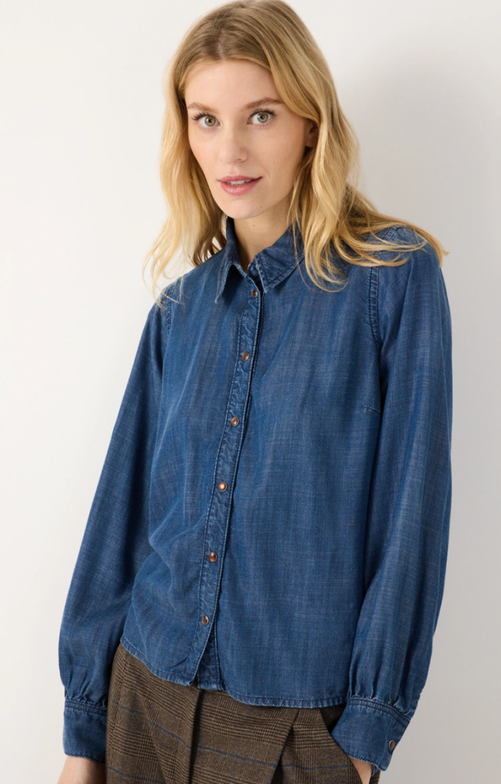 Hemd lm jeanslook lyocell met striklint 0962 middle blu