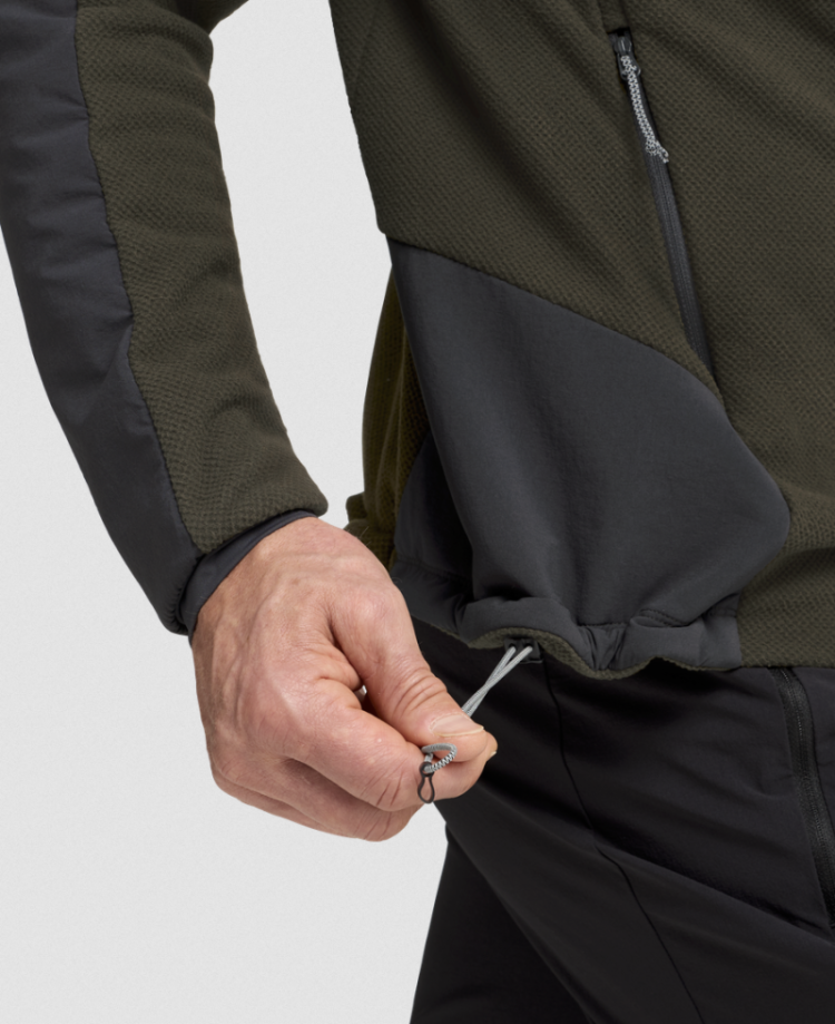 Cold Ridge Jkt Men structuurfleece met versteviging schouders E0205 Obsidian Moss