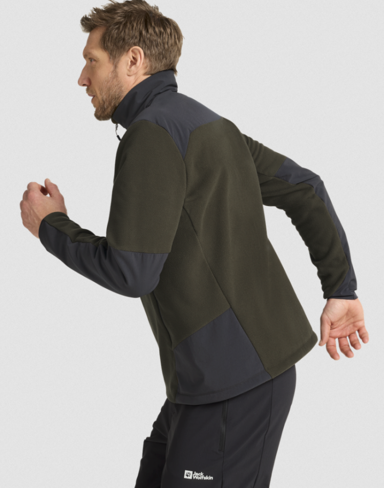 Cold Ridge Jkt Men structuurfleece met versteviging schouders E0205 Obsidian Moss
