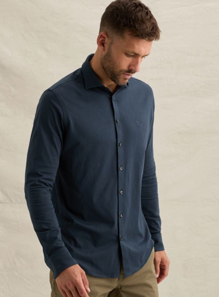 Hemd lm effen stretch 5286 Navy Blaze