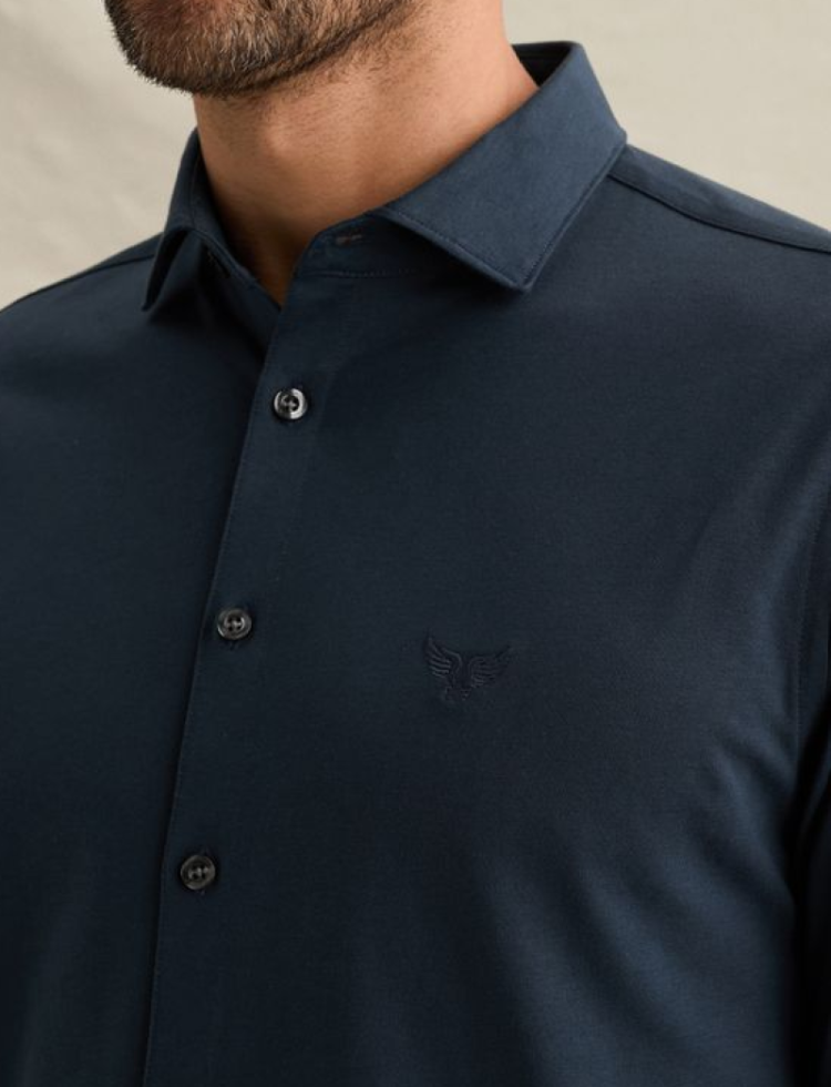Hemd lm effen stretch 5286 Navy Blaze