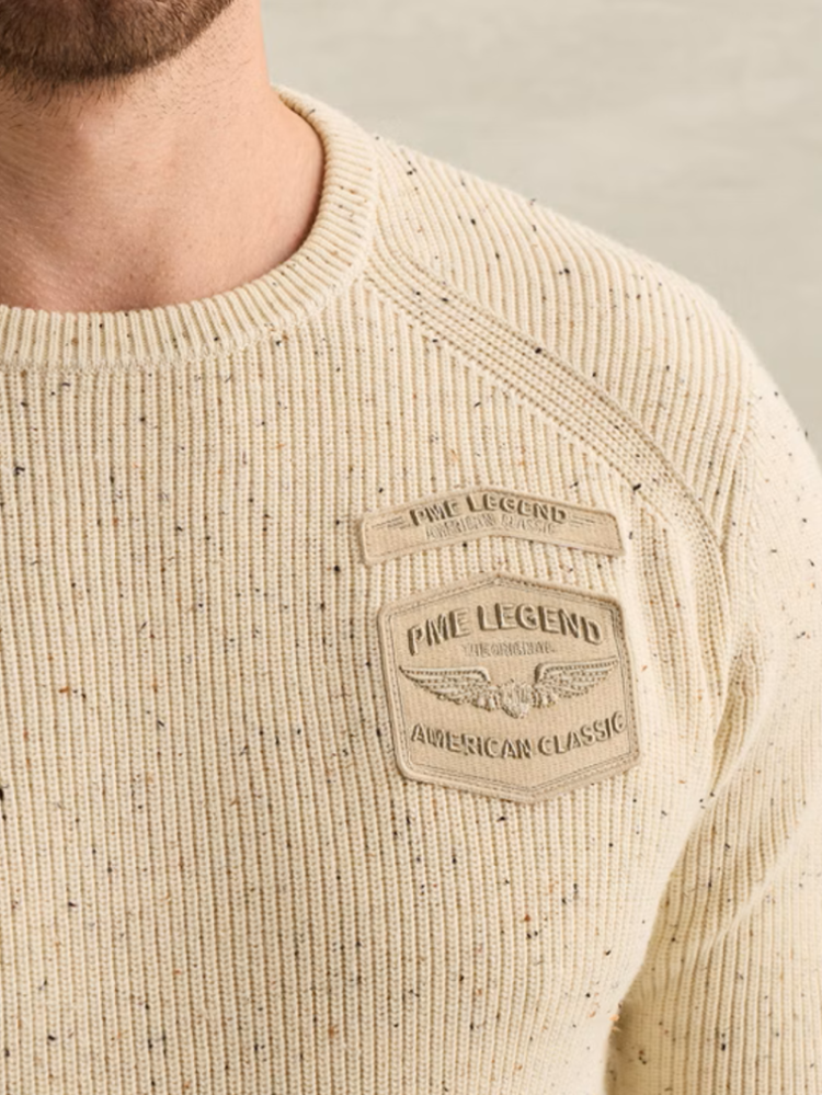 Pull met spikkels ronde hals 910 Bone White
