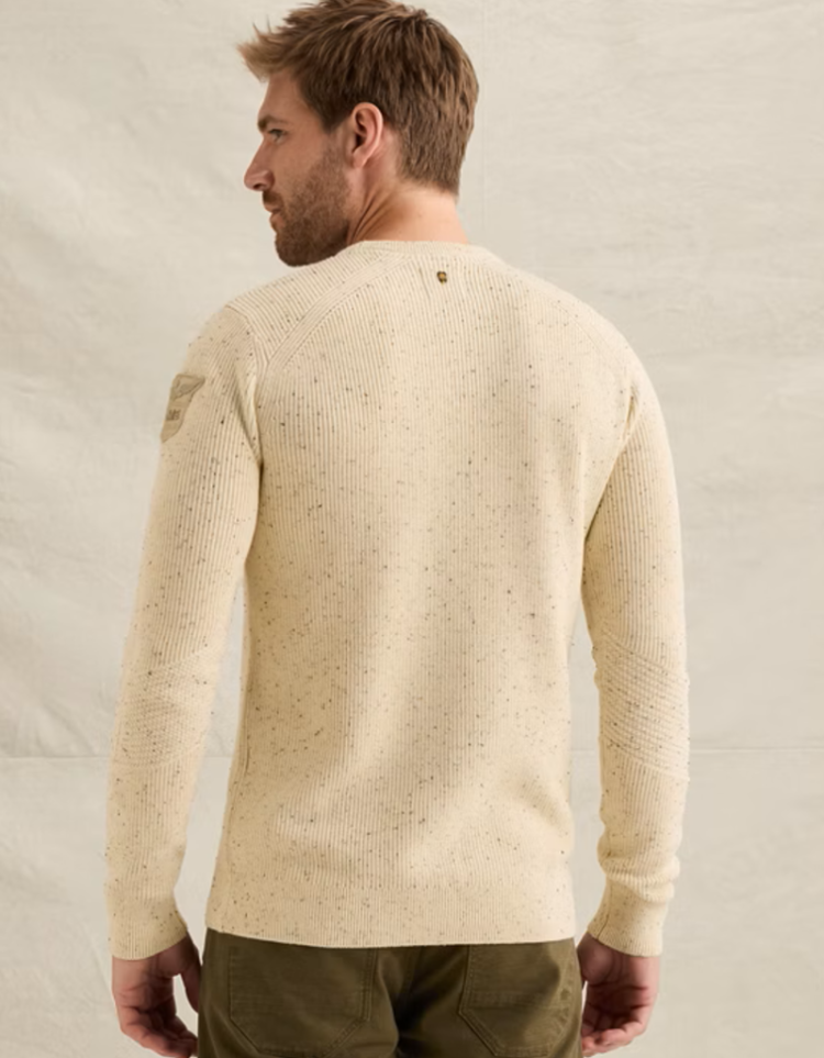 Pull met spikkels ronde hals 910 Bone White