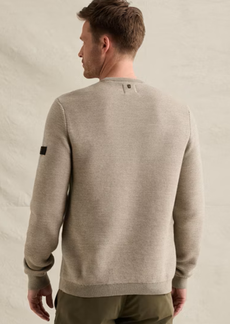 Pull gemeleerde strepen ronde hals 7013 Bone White