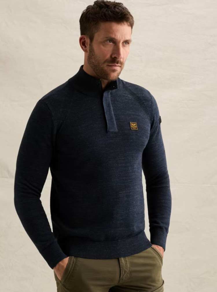 Pull gemeleerd met spikkels halve rits ribbels op schouder 5281 Salute