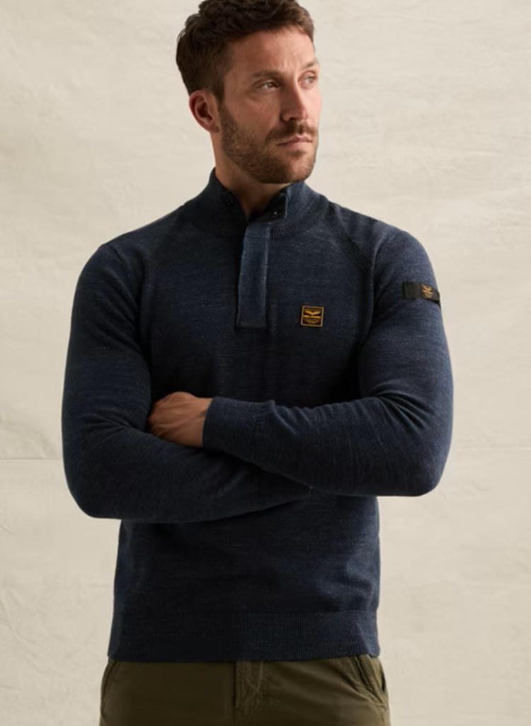 Pull gemeleerd met spikkels halve rits ribbels op schouder 5281 Salute