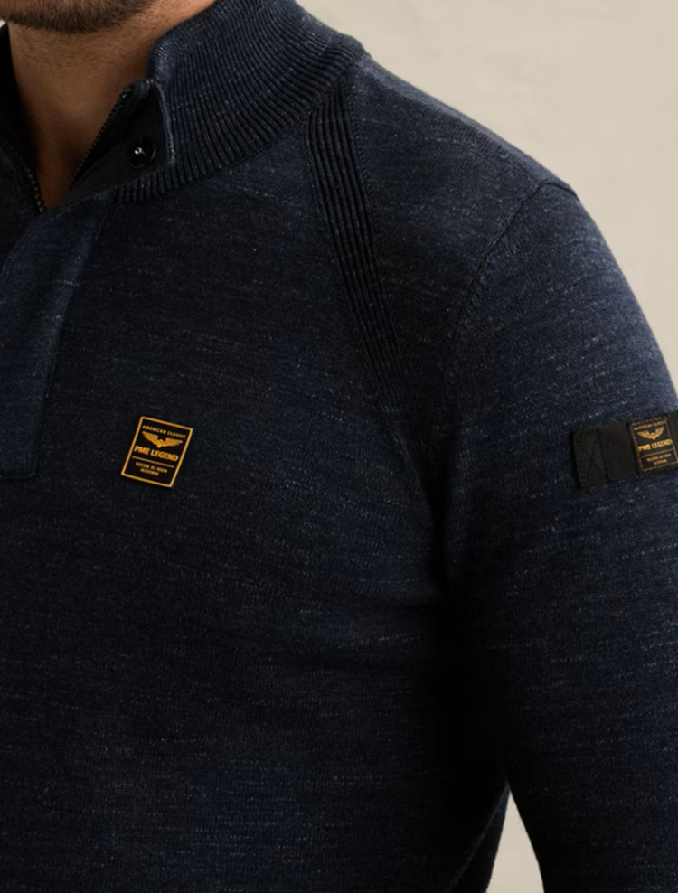 Pull gemeleerd met spikkels halve rits ribbels op schouder 5281 Salute