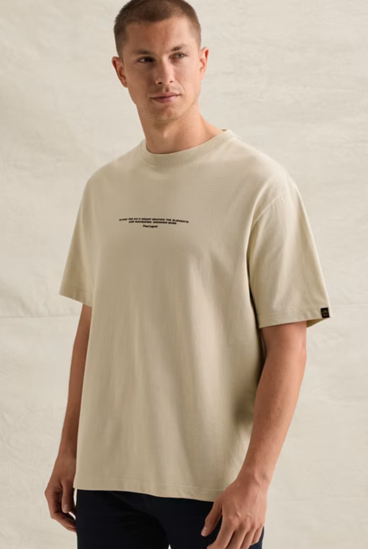 T-shirt grote gekleurde bergenbackprint 7013 Bone White