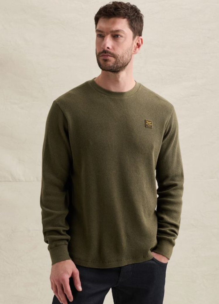 Dikkere t-shirt lm met structuur effen 6447 Kalamata