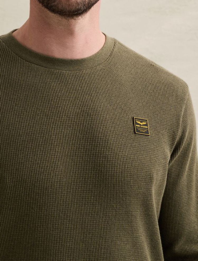 Dikkere t-shirt lm met structuur effen 6447 Kalamata