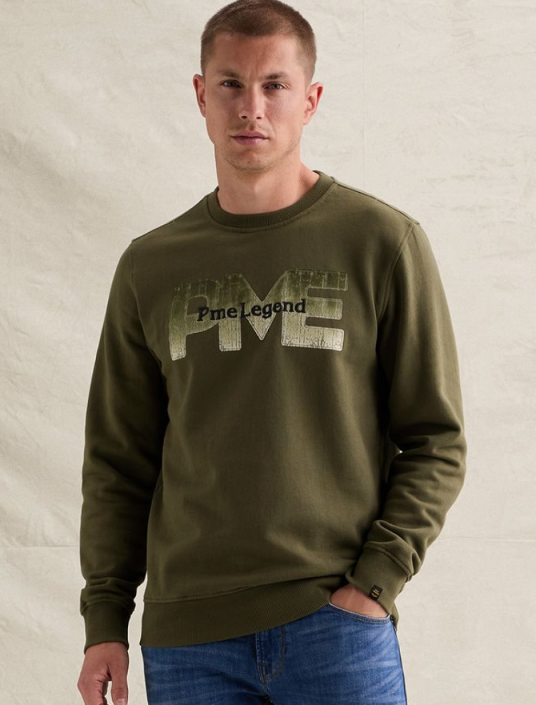 Sweater grote afgewassen letters PME op borst 6447 Kalamata