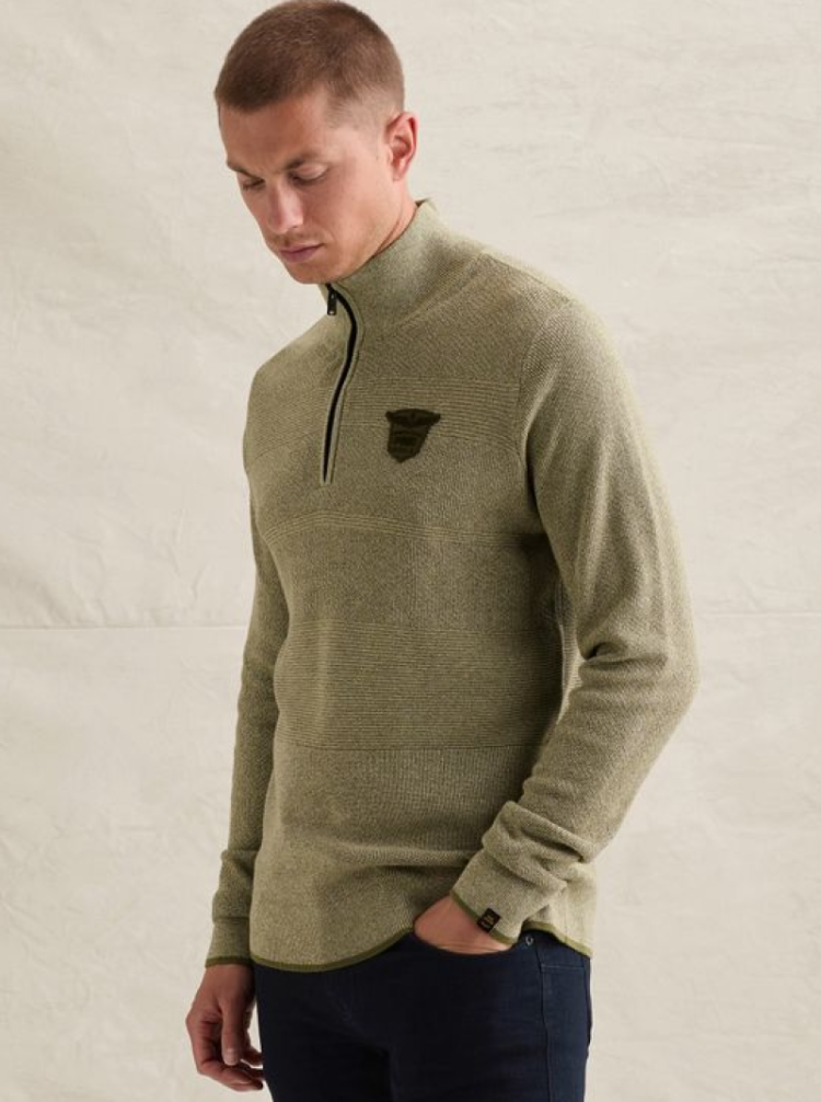 Pull halve rits tst structuurlijnen 6380 Loden Green