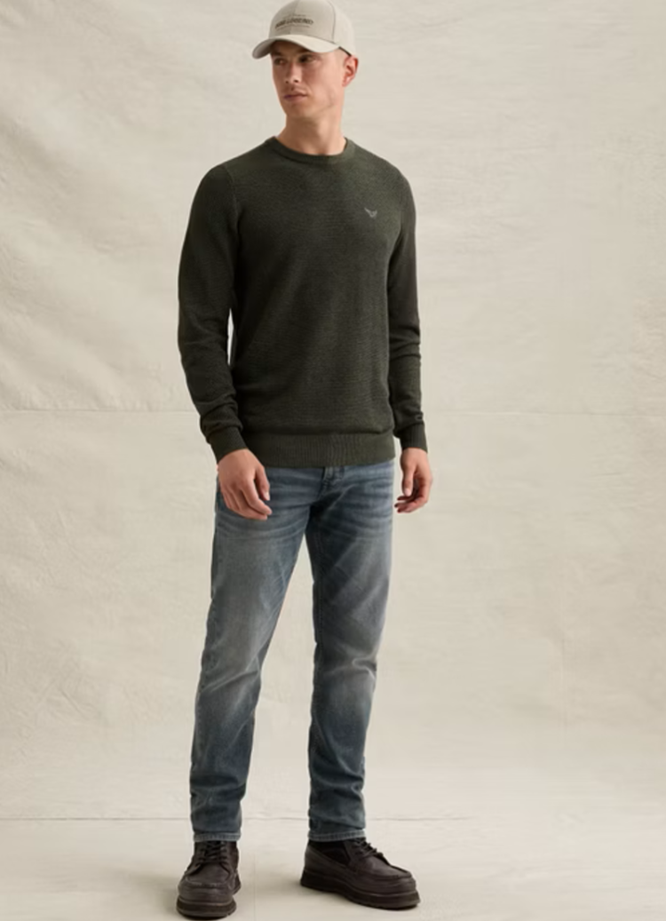 Pull effen met fijne structuur 6380 Loden Gree