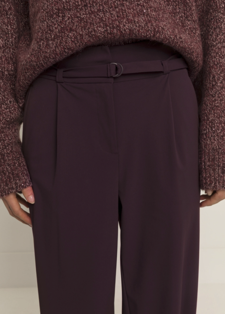 Broek brede pijpen met striklint travelkwaliteit EX851 Fudge