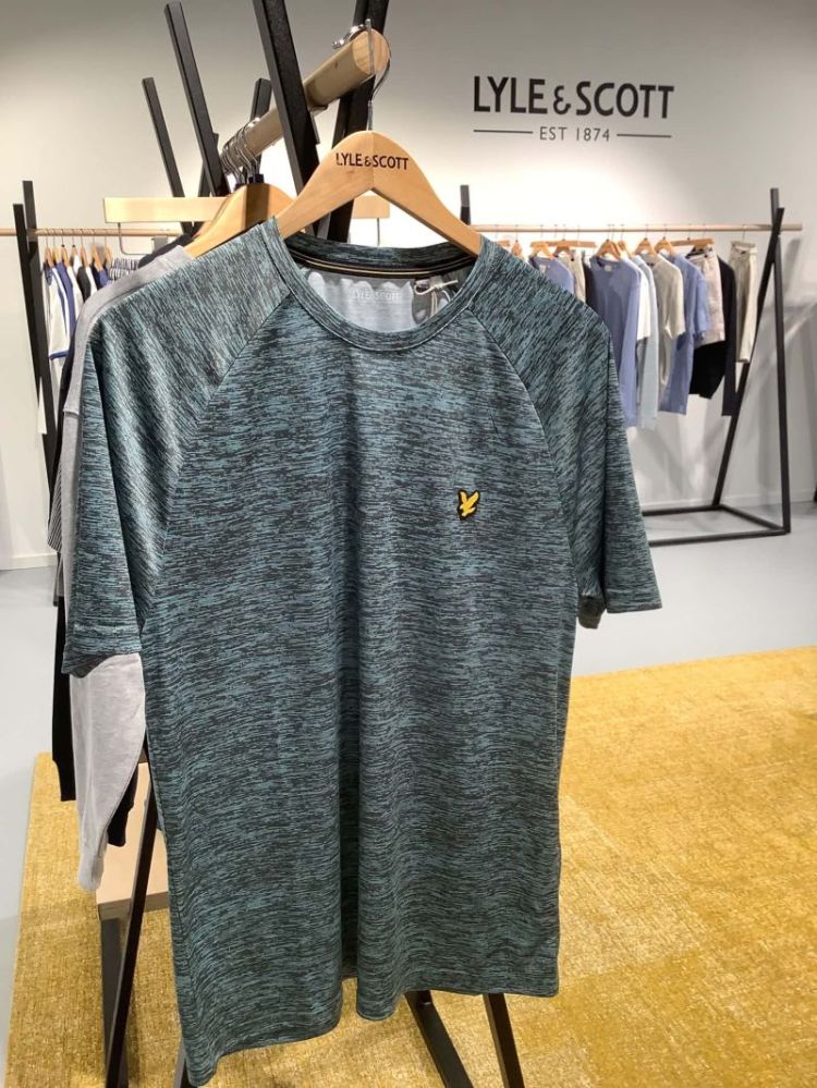 Gemeleerde synthetische sport t-shirt Y576 Blue Fog/Airforce Green