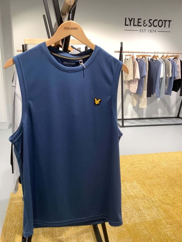 Tank Top effen met geel logo Z124 Blue Steel