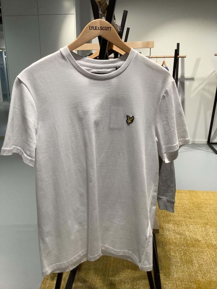 NOS Plain T-shirt effen basic geel logo  626 white