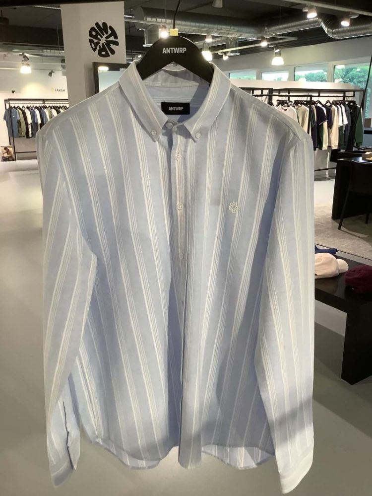 Hemd lm lichtblauw met meerdere witte strepen 401 light blue
