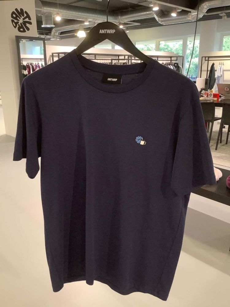 T-shirt kleine borstprint koffietas 450 New Navy