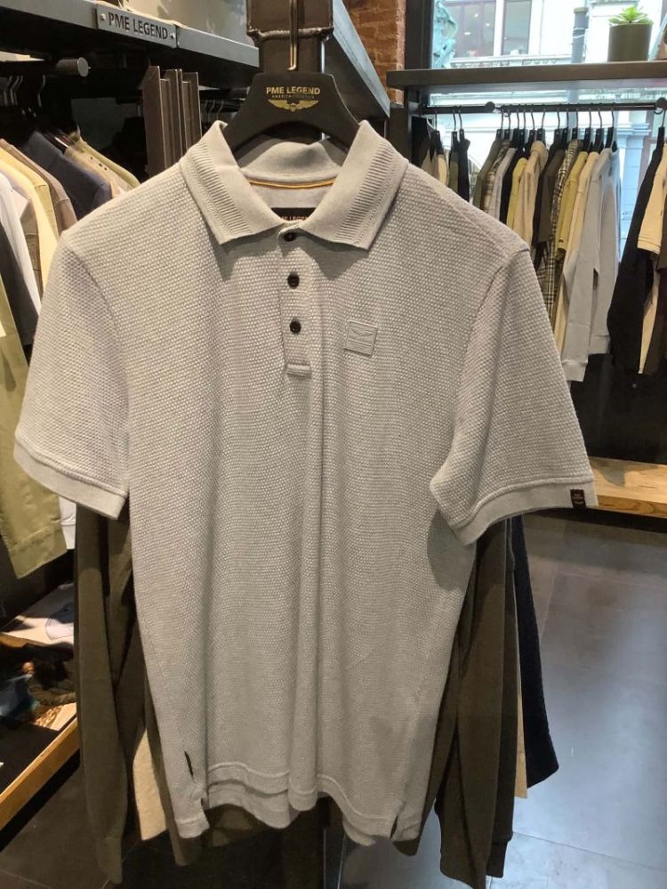 Polo met fijne structuur 501 Dusty Blue