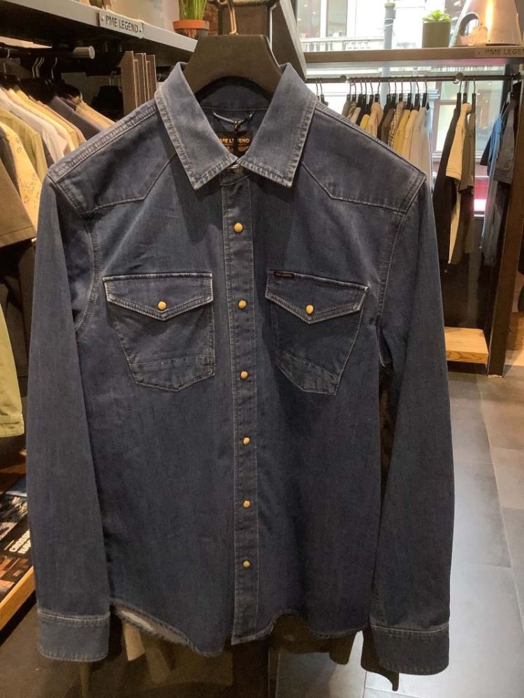 Jeanshemd 2 borstzakjes en pitsers MBD Multi Blue