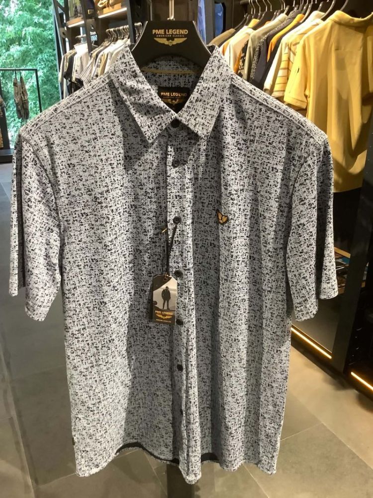 Polohemd pique km AOP 501 Dusty Blue
