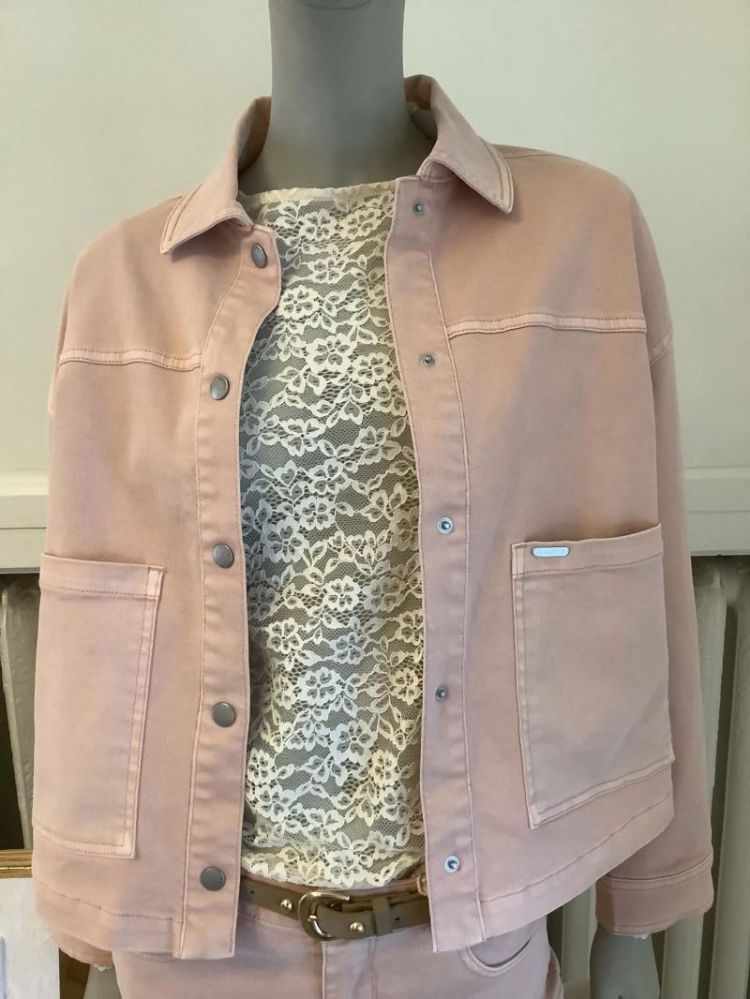 Jeansvest roze grote zakken vooraan 4212-peach glow