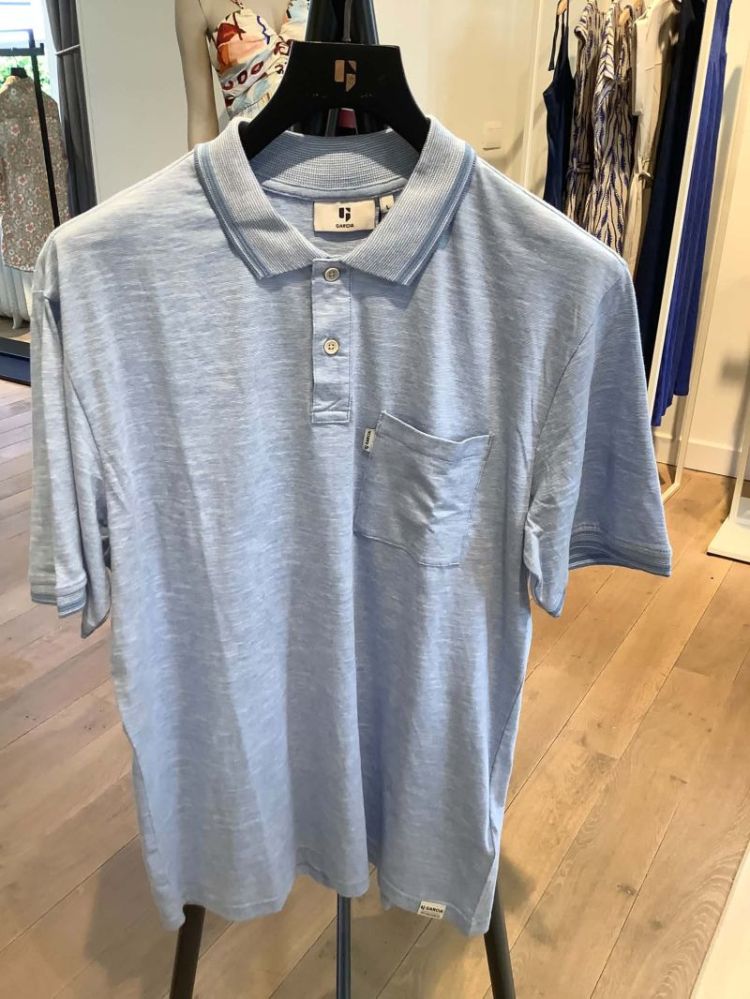 Polo superfijn gemeleerd kraagje met boordje 6135-blue wind